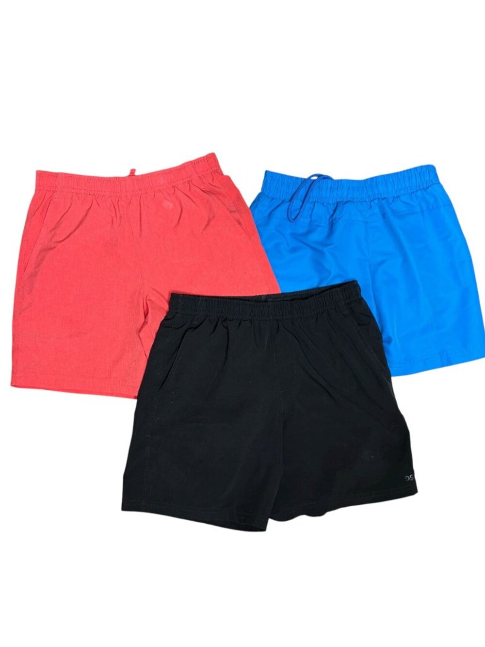 Lot of 3 Boys Athletic Shorts Size Medium (10/12) DSG BCG Coral Blue Black Elast